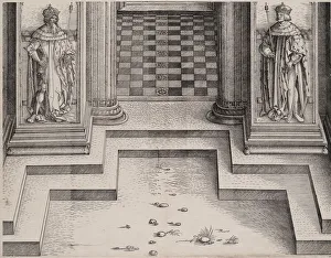 Holy Roman Emperor Gallery: The Pedestal of the Central Portal with Figures of Two Archdukes of Austria