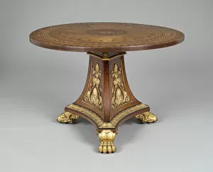 Inlaid Collection: Pedestal Table, England, c. 1810. Creator: Unknown