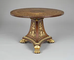 Inlaying Prints: Pedestal Table, England, c. 1810. Creator: Unknown