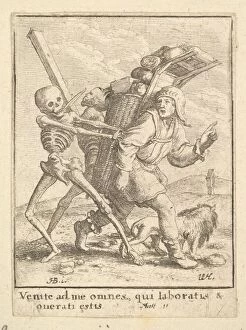 Danse Macabre Collection: The Pedlar, from the Dance of Death, 1651. Creator: Wenceslaus Hollar
