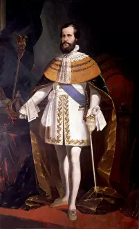 Pedro II. (1825-1891), Emperor of Brazil, oil 1862