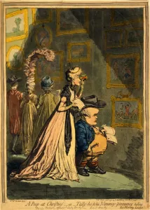 Picture Gallery Prints: A Peep at Christies or Tally-ho and his Nimeney-Pimmeney taking the Morning Lounge, 1796