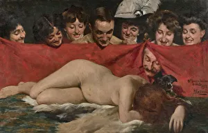 Nude Woman Prints: The peep show (Les voyeurs), 1912. Creator: Massani, Pompeo (1850-1920)