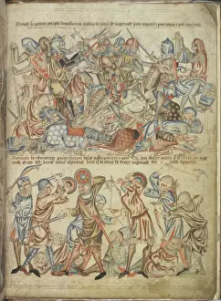 Bowman Prints: Peers and commoners fighting, c1320-1330. Creator: Unknown