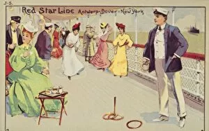 Liner Gallery: Peg quoits on board a Red Star Line passenger ship, 1907. Creator: Unknown