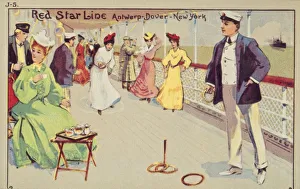 Shipping Line Gallery: Peg quoits on board a Red Star Line passenger ship, 1907. Creator: Unknown