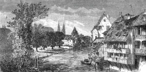 Nurnberg Germany Prints: The Pegnitz river, intersecting the city of Nuremberg; From Alsace to the Hartz