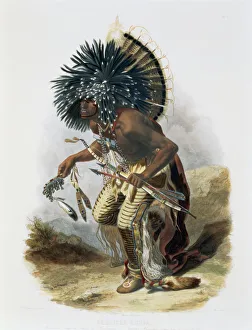 Pehriska-Ruhpa, Minatarre Warrior in the Costume of the Dog Dance, 1843. Artist