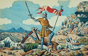 Asturias Collection: Pelayo, Don (- 737), King of Asturias from 718 to 73, battle of Covadonga, Pelayo