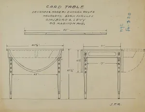 Card Table Prints: Pembroke Table, 1935/1942. Creator: J.F. Rust