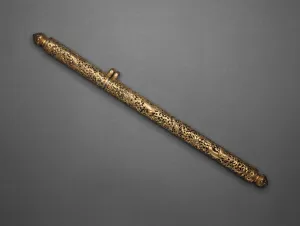Tibetan Collection: Pen Case with Dragons and Foliate Design, 15th / 16th century. Creator: Unknown