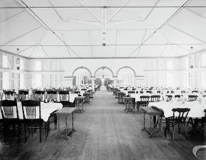 Dining Tables Prints: Pen-Mar Park, dining room, between 1900 and 1905. Creator: Unknown