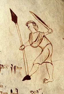 Poise Prints: Pen portrait of a warrior from a book of treasury receipts, 15th century. Creator: Unknown