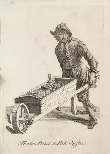 Twelve Pence a Peck Oysters, Cries of London, c1688