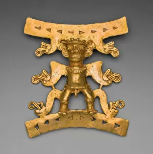 Mesoamerican Collection: Pendant Depicting a Male Figure with Saurian Heads Emerging from Body, A.D. 1000 / 1550