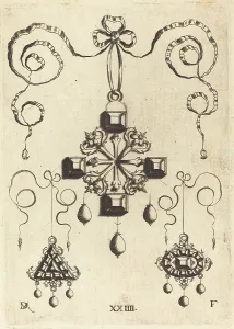 Pendant with Double Cross at Centre, Surrounded by Four Large Table-Stones. Creator: Daniel Mignot