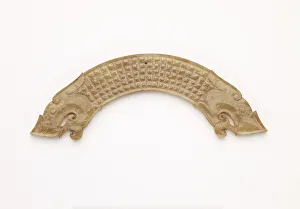 Jade Nephrite Prints: Pendant with two dragon heads, Eastern Zhou dynasty, 475-221 BCE. Creator: Unknown