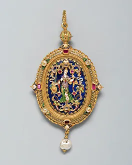 Gemstones Prints: Pendant with Figure of Justice, Europe, northern, 1850 / 1900. Creator: Unknown