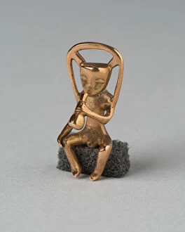 Panamanian Collection: Pendant in the Form of a Seated Musician, A.D. 1000 / 1500. Creator: Unknown
