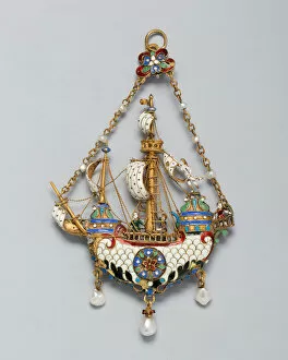 Andr And Xe9 Gallery: Pendant Shaped as a Ship, Germany, c. 1870 / 90. Creators: Reinhold Vasters
