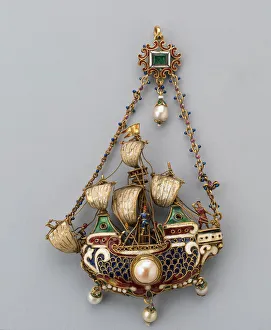 Gemstones Prints: Pendant Shaped as a Ship, Mediterranean Region, eastern