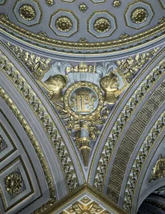 Indoor Prints: Detail of a pendentive in a cupola, Galerie des Batailles, Chateau de Versailles, France