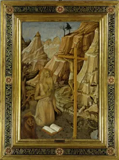 Anchorite Collection: The Penitent Saint Jerome in the desert, 1450. Creator: Bellini, Jacopo (c. 1400-c