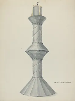 20th Century Bc Prints: Penitente Altar Candle Stick, c. 1937. Creator: Majel G. Claflin