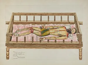 Penitent Prints: Penitente Santo Entierro or (Saint in Earth), 1937. Creator: Eldora P. Lorenzini