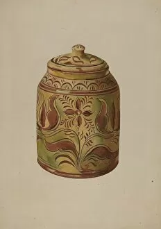 Henry Moran Gallery: Pennsylvania German Covered Jar, c. 1939. Creator: Henry Moran