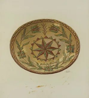 Anderson Elmer G Prints: Pennsylvania German Pie Plate, 1935/1942. Creator: Elmer G Anderson