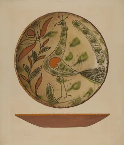 Colony Prints: Pennsylvania German Plate, c. 1940. Creator: Aaron Fastovsky