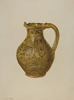 Delasser Yolande Prints: Pennsylvania German Puzzle Jug, c. 1938. Creator: Yolande Delasser