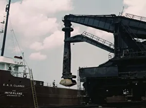 Jacob Ovcharov Prints: Pennsylvania R.R. ore docks, unloading ore from a lake freighter by means