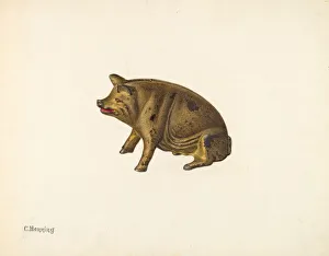 Novelty Prints: Penny Bank: Pig, c. 1941. Creator: Charles Henning