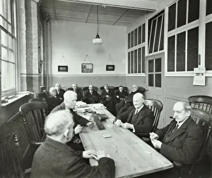 Pensioner Gallery: Pensioners playing cards in the Mens Day Room, Lambeth Home for Aged Poor, London, 1935