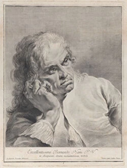 Pensive man resting his head on his hand, 1743. Creator: Giovanni Cattini