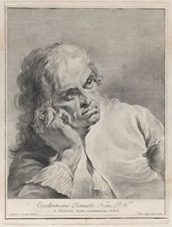 Pensive man resting his head on his hand, 1743. Creator: Giovanni Cattini Pensive man resting his head on his hand, 1743. Creator: Giovanni Cattini