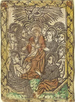 Metalcut Prints: Pentecost, 1460/1480. Creator: Master of the Borders with the Four Fathers of the Church