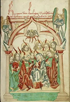 Diebold Lauber Prints: Pentecost; Barlaam und Josaphat, 1469. Creators: Hans Schilling, Diebolt Lauber