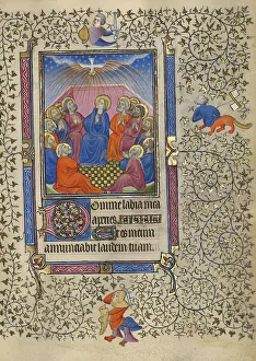 Master Of Egerton 1070 Prints: Pentecost; Book of Hours, about 1410. Creator: Unknown