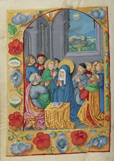 Glossolalia Prints: Pentecost; Book of Hours, early 16th century. Creator: Unknown