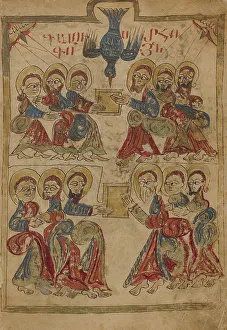 Disciples Prints: Pentecost; Gospel Book, 1386. Creator: Unknown