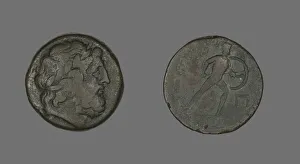 Messina Prints: Pentokion (Coin) Depicting the God Zeus, after 210 BCE. Creator: Unknown
