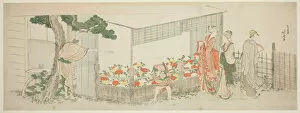 Ebangire Surimono Gallery: The Peony Show, Japan, c. 1799. Creator: Hokusai