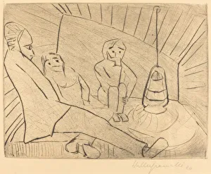 Three People in an Atelier, 1920. Creator: Walter Gramatté