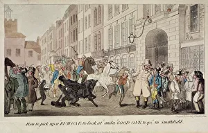 Stampede Prints: People bargaining for mounts at West Smithfield, London, 1825. Artist: Theodore Lane