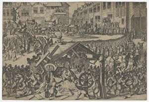 Habsburg Collection: People celebrating at the coronation of Ferdinand II in Frankfurt, 16th century. 16th century