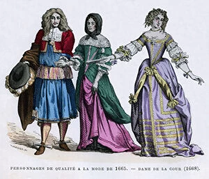 Images Dated 28th May 2009: People in the fashions of 1665, and a lady of the court, 1668 (1882-1884).Artist: Tamisier