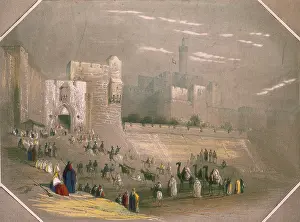 St James Prints: People outside the city walls, Mount Zion, Jerusalem, 1844. Creator: Unknown